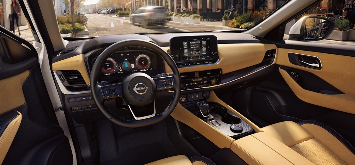 Tan interior of the 2024 Nissan Rogue